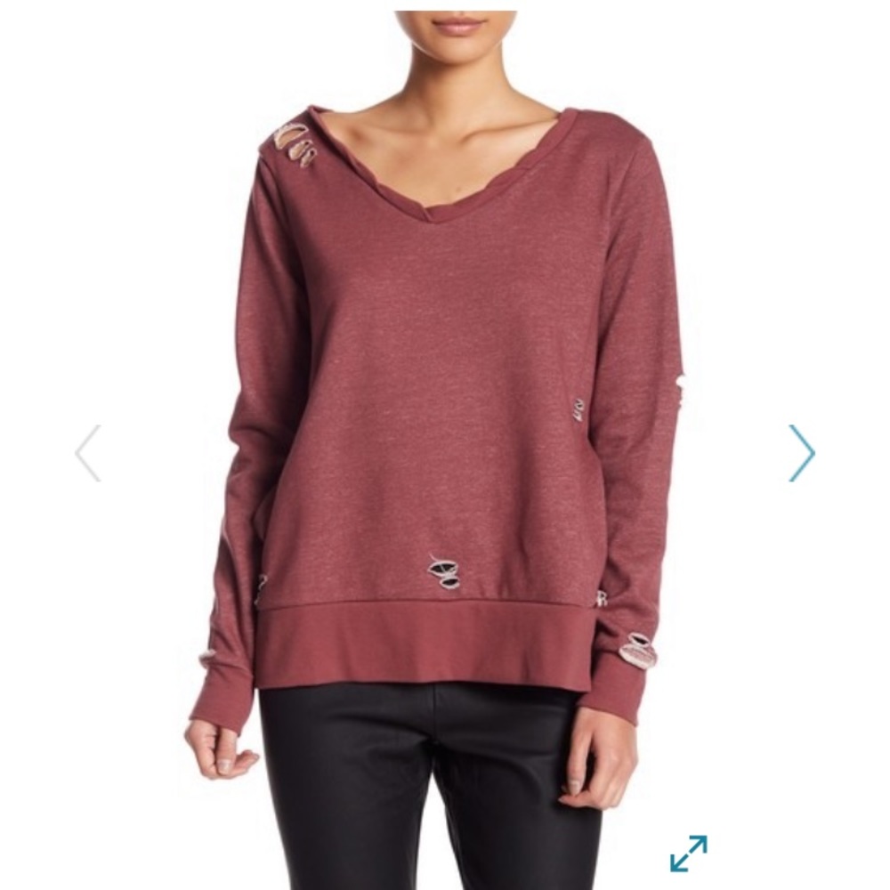 Romeo & Juliet Couture Distressed Knit Pullover